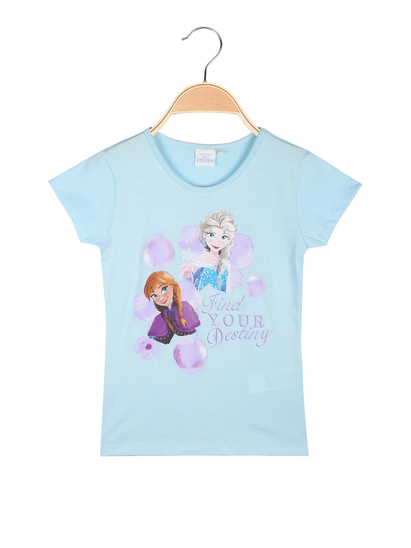 T-shirt da bambina Anna E Elsa in cotone - azzurro
