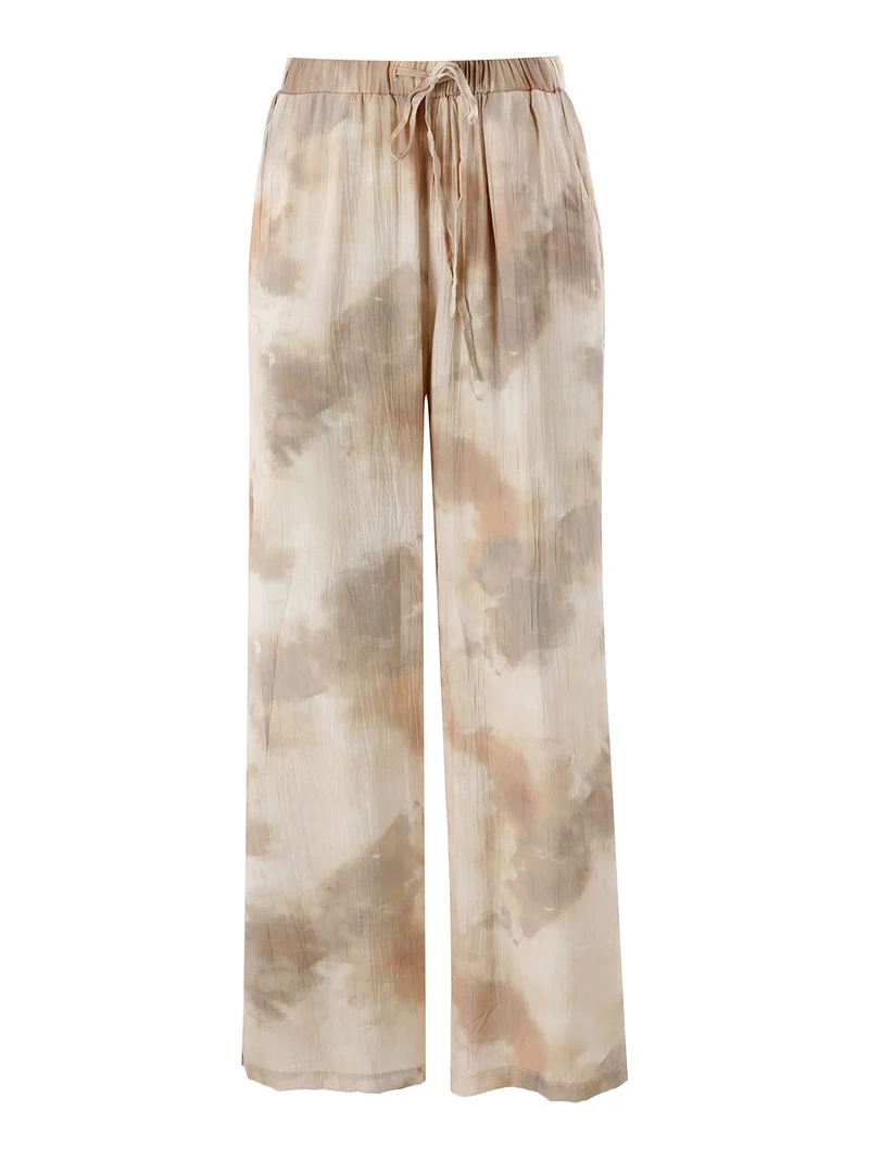 Pantaloni donna leggeri con stampa texture - beige