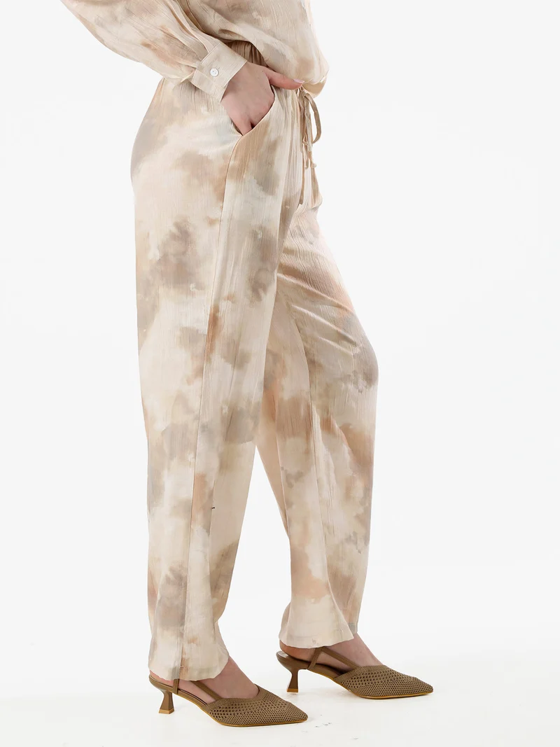 Pantaloni donna leggeri con stampa texture - beige