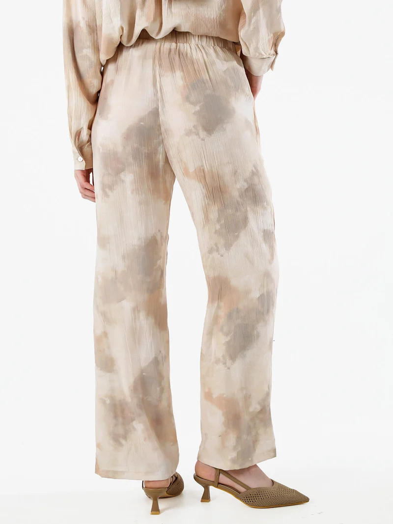 Pantaloni donna leggeri con stampa texture - beige