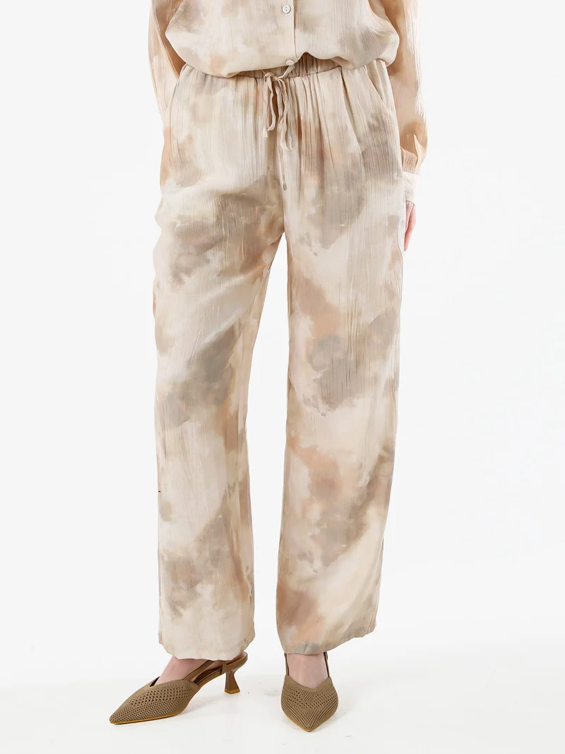 Pantaloni donna leggeri con stampa texture - beige
