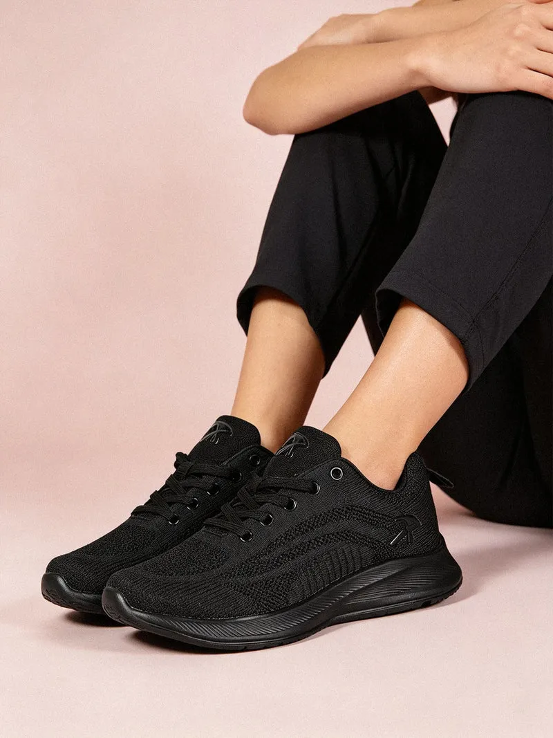 Sneakers donna sportive in maglia - nero