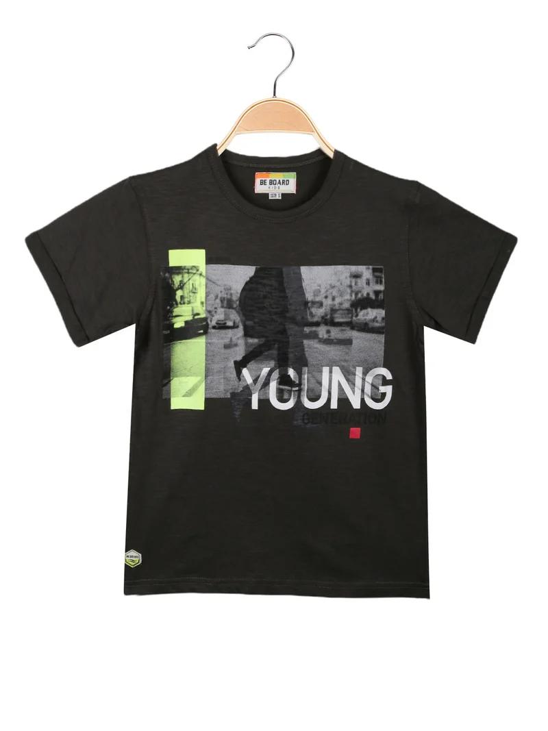 T-shirt manica corta da ragazzo con stampe - grigio scuro