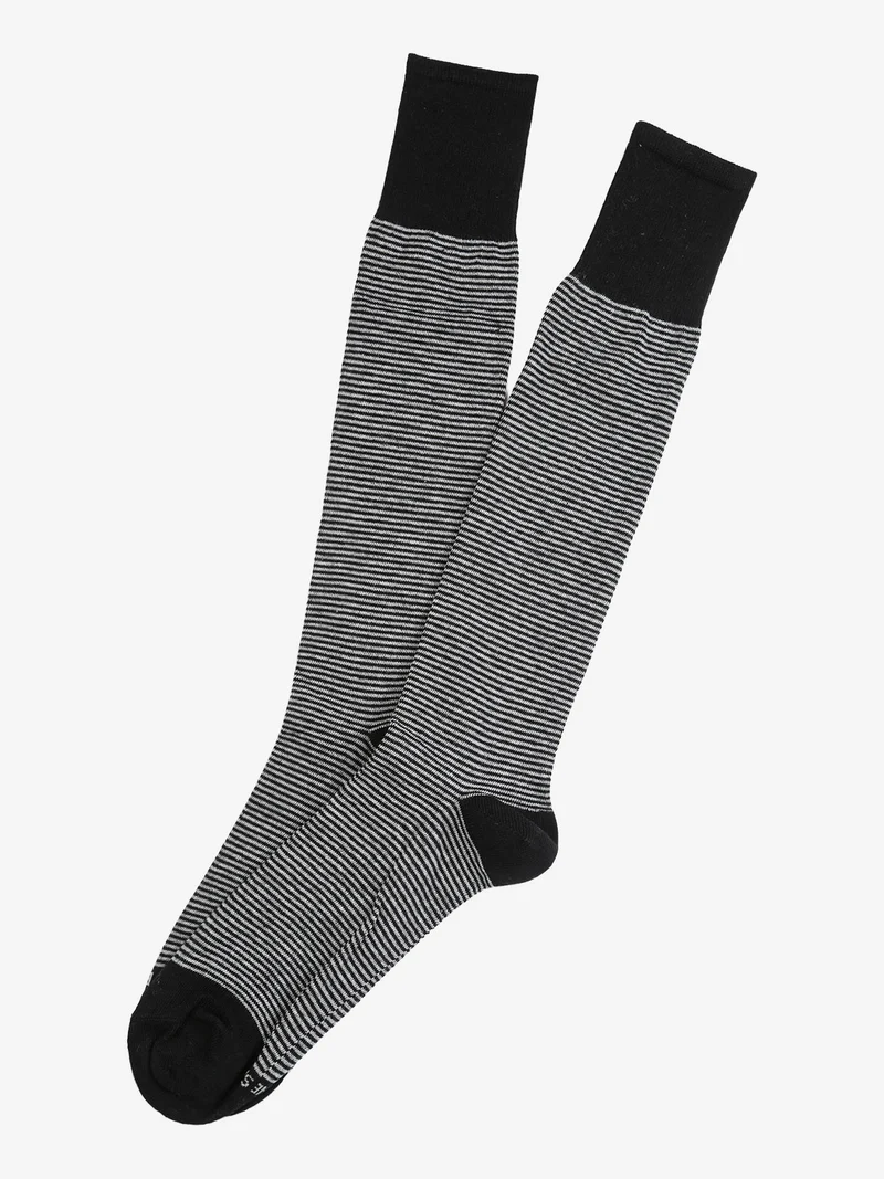Calze lunghe rigate da uomo in caldo cotone - nero