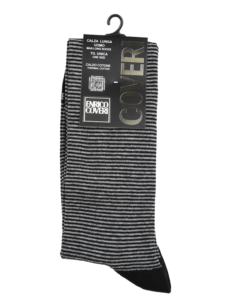 Calze lunghe rigate da uomo in caldo cotone - nero