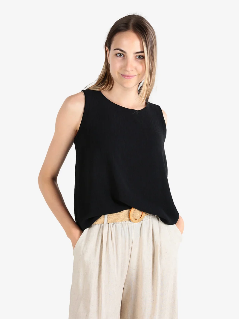 Top donna smanicato - nero