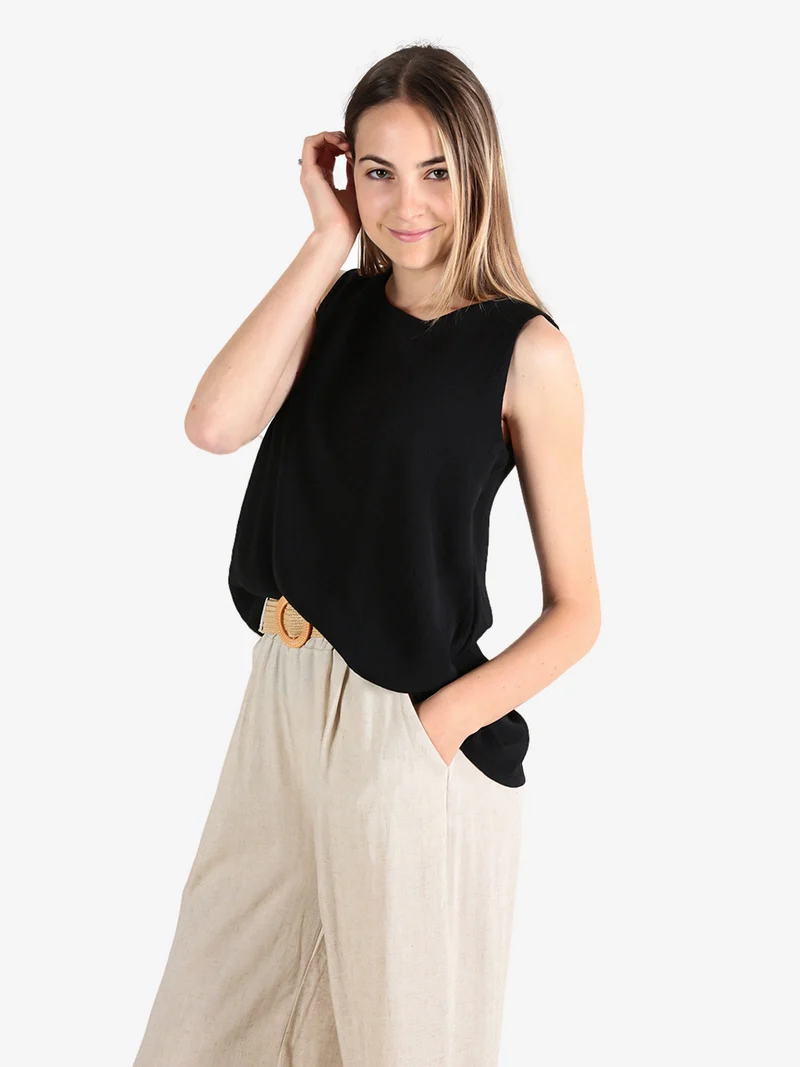Top donna smanicato - nero