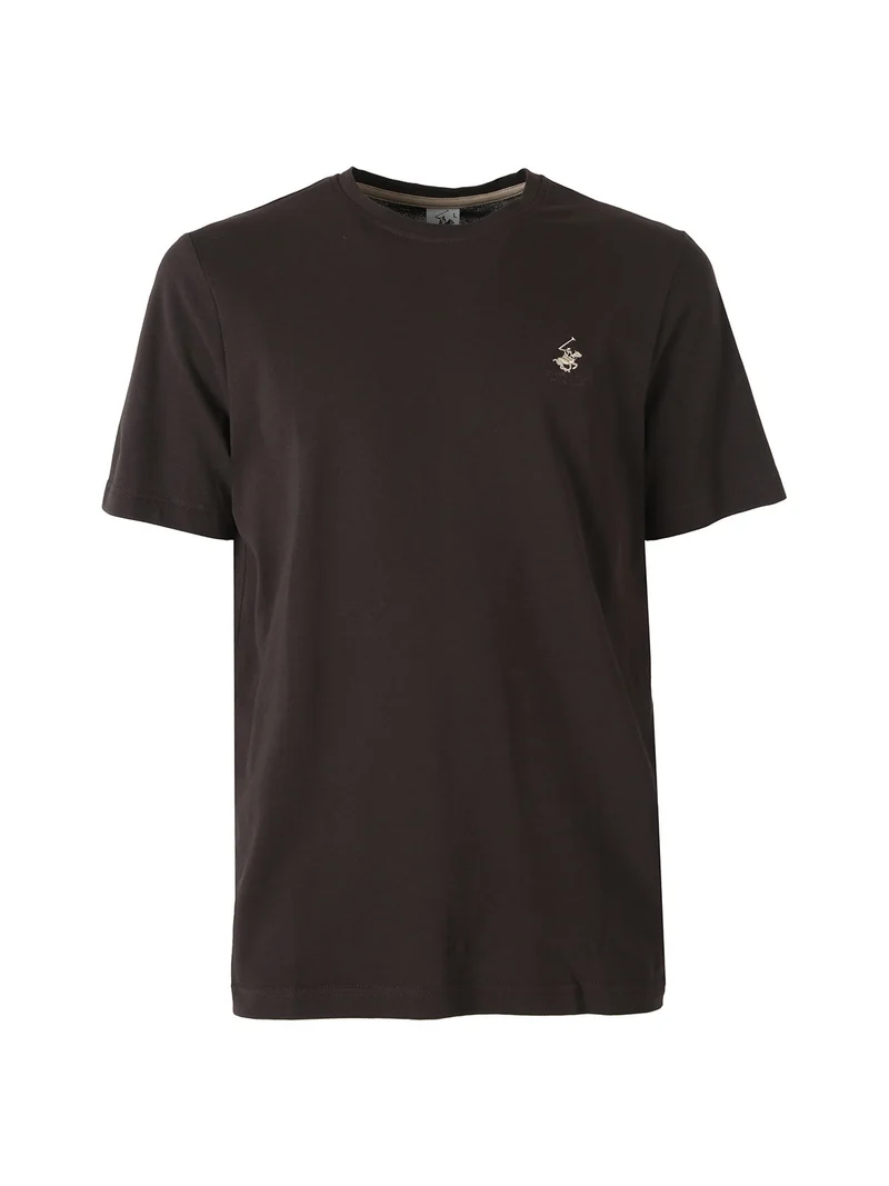 T-shirt girocollo da uomo in cotone - moro