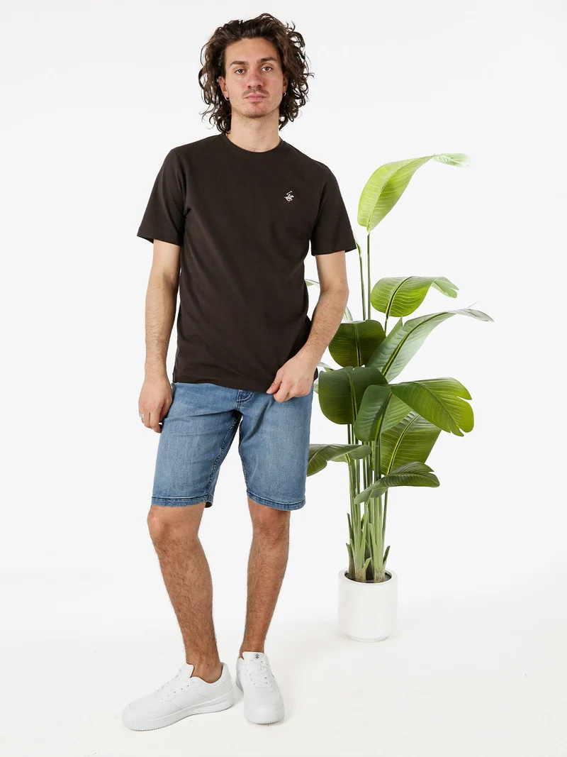 T-shirt girocollo da uomo in cotone - moro