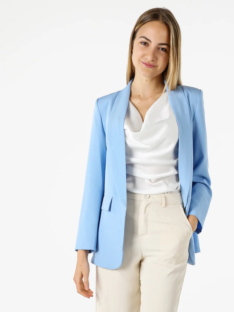 Blazer donna aperto - azzurro