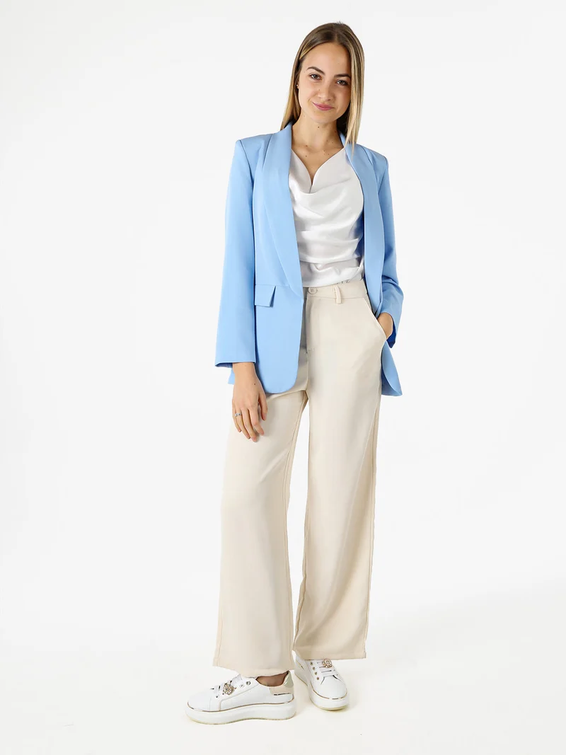 Blazer donna aperto - azzurro