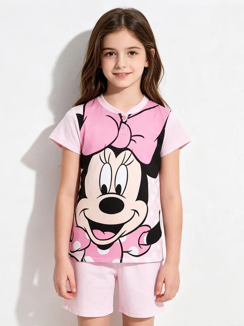 Pigiama corto Minnie da bambina - rosa