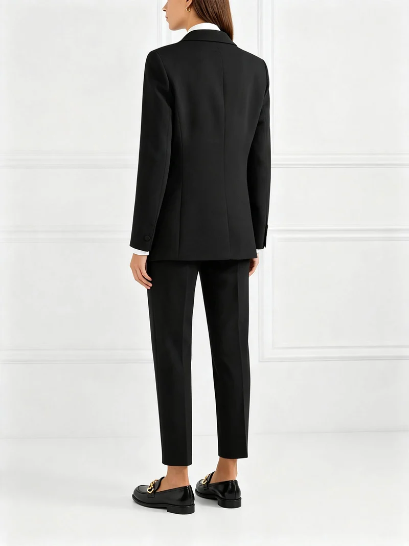 Completo elegante da donna con blazer e pantaloni a gamba dritta - nero