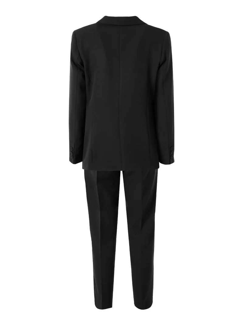 Completo elegante da donna con blazer e pantaloni a gamba dritta - nero