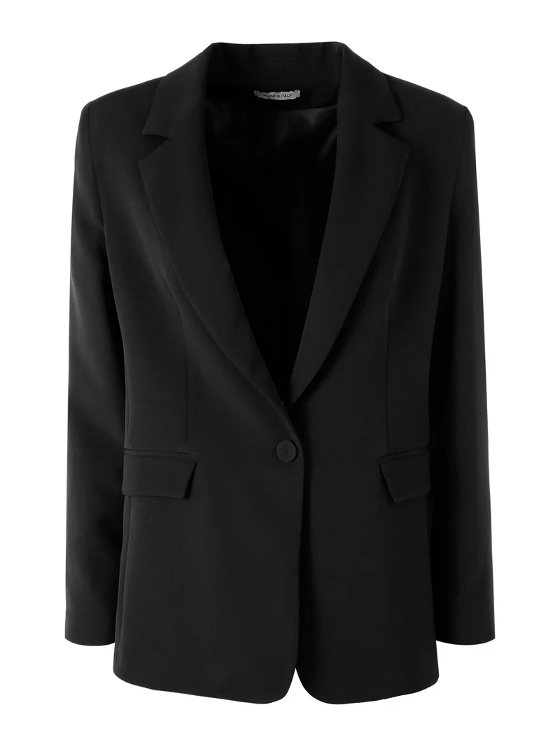 Completo elegante da donna con blazer e pantaloni a gamba dritta - nero