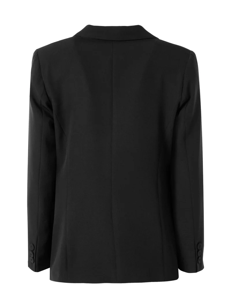 Completo elegante da donna con blazer e pantaloni a gamba dritta - nero