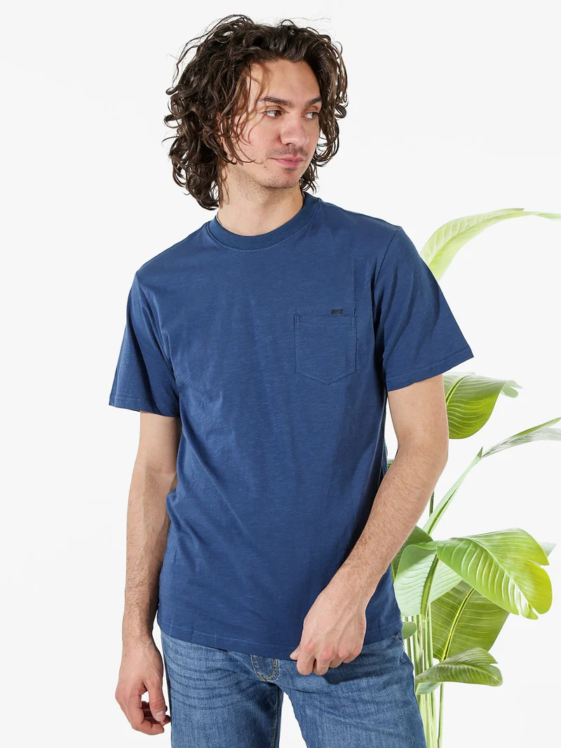 T-shirt da uomo in cotone con taschino - blu