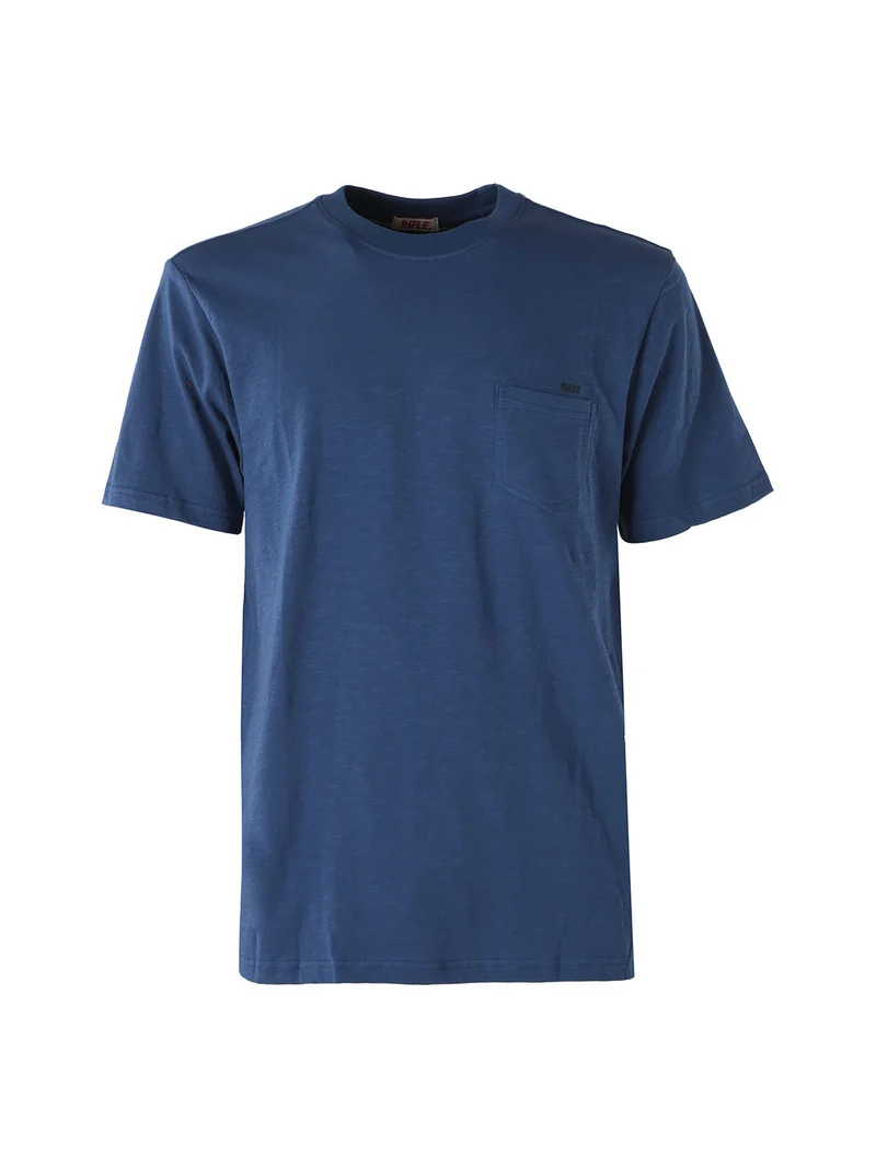 T-shirt da uomo in cotone con taschino - blu