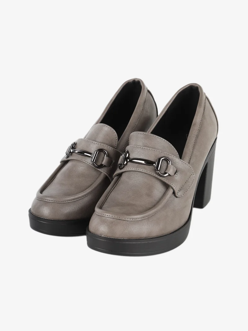 Mocassini donna con tacco - grigio