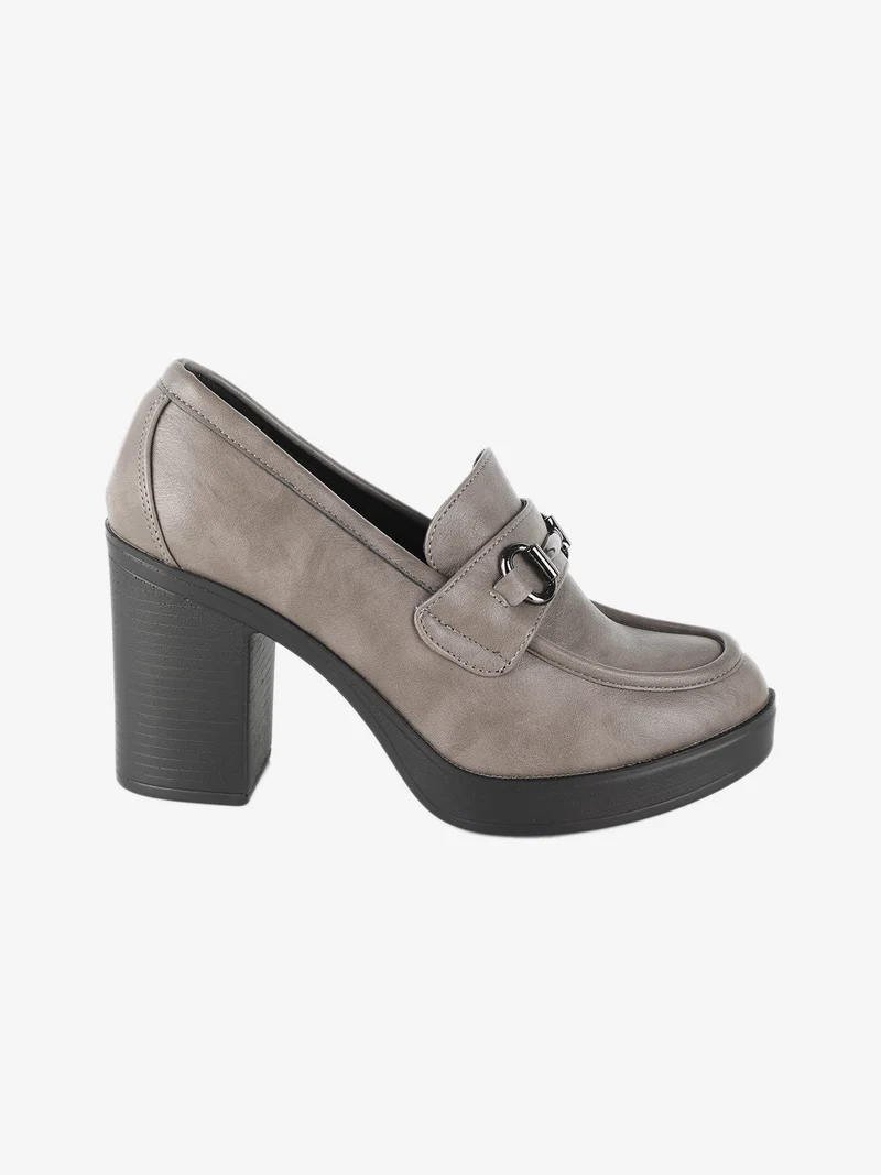 Mocassini donna con tacco - grigio