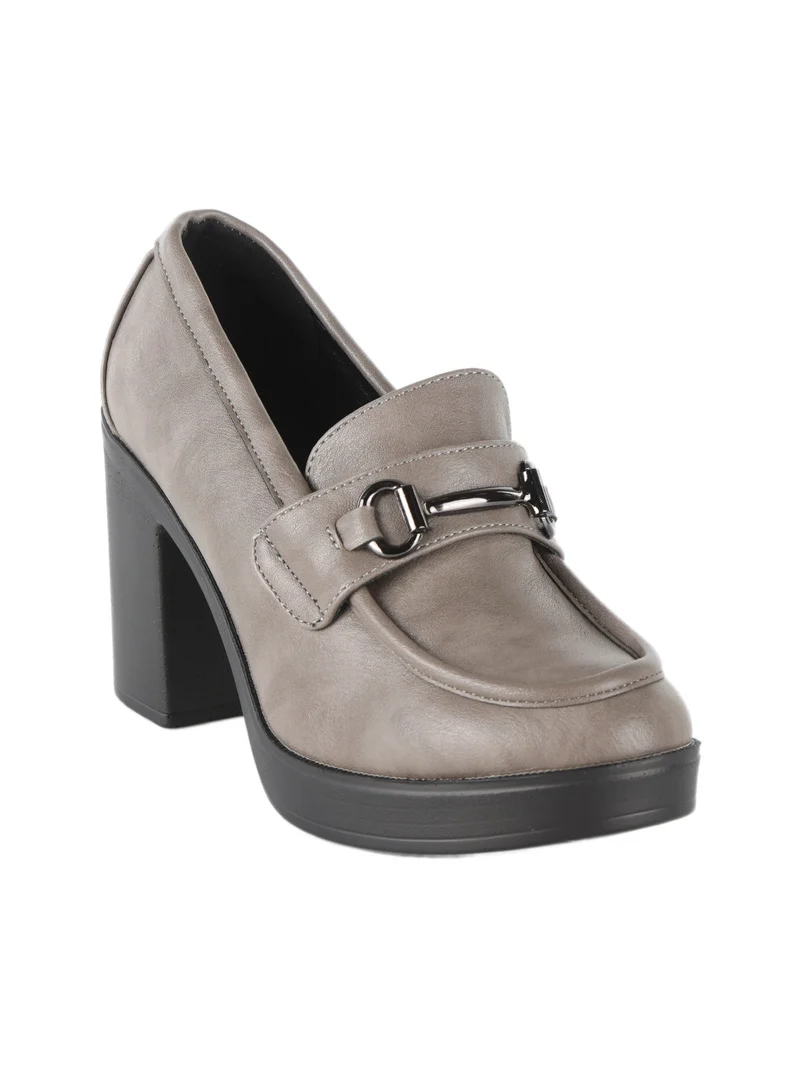 Mocassini donna con tacco - grigio