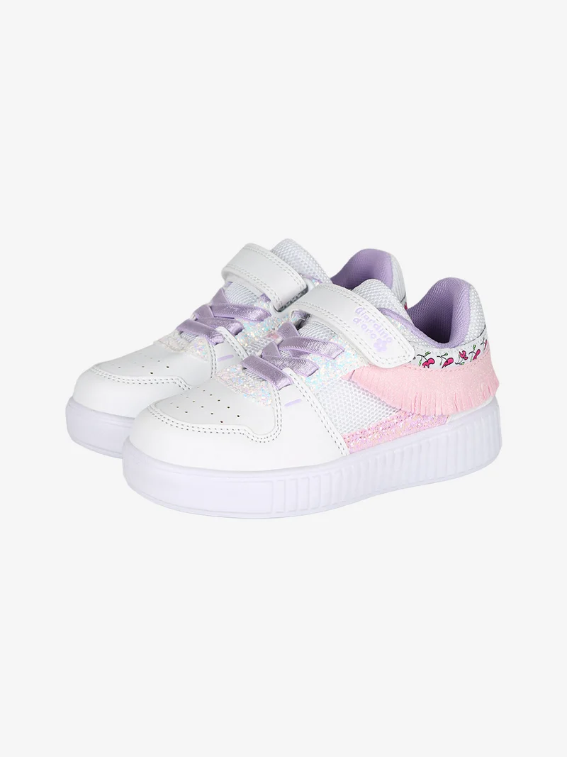 Sneakers da bambina basse con cinturino a strappo - bianco