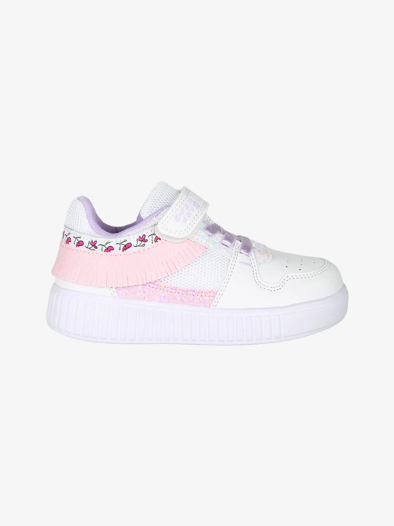 Sneakers da bambina basse con cinturino a strappo - bianco