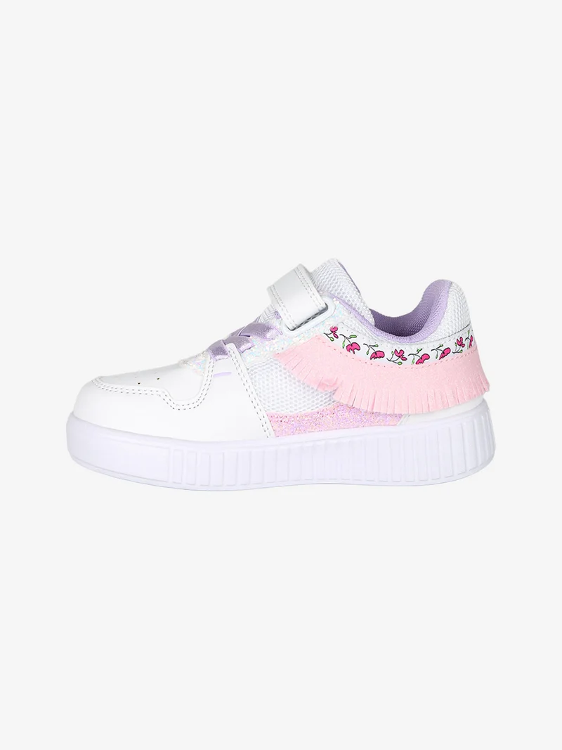 Sneakers da bambina basse con cinturino a strappo - bianco
