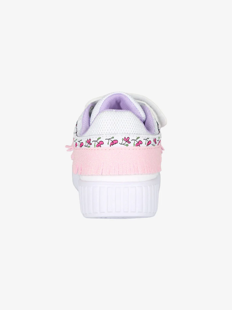 Sneakers da bambina basse con cinturino a strappo - bianco