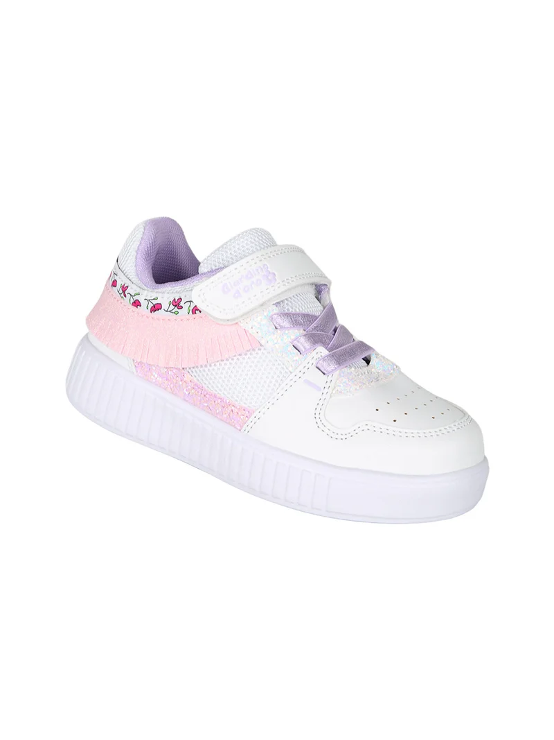 Sneakers da bambina basse con cinturino a strappo - bianco