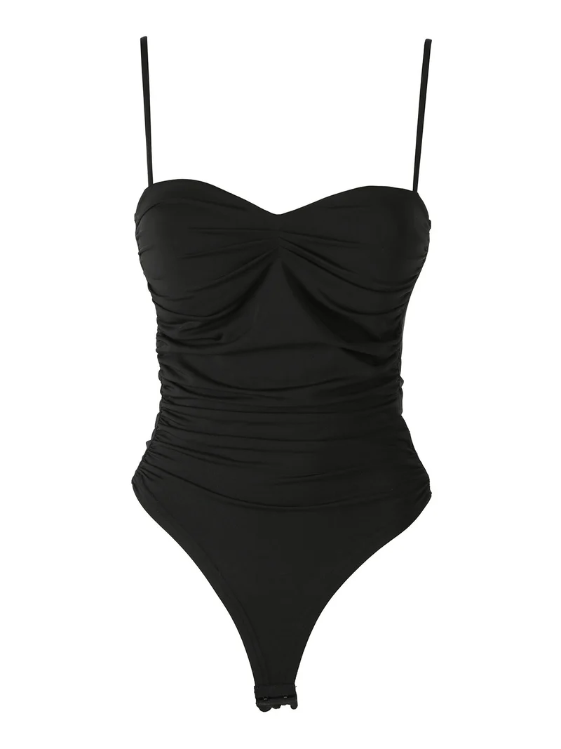 Top body sgambato con coppe imbottite - nero