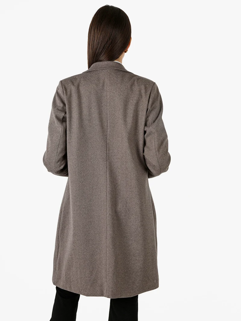 Cappotto donna spigato in simil lana - taupe