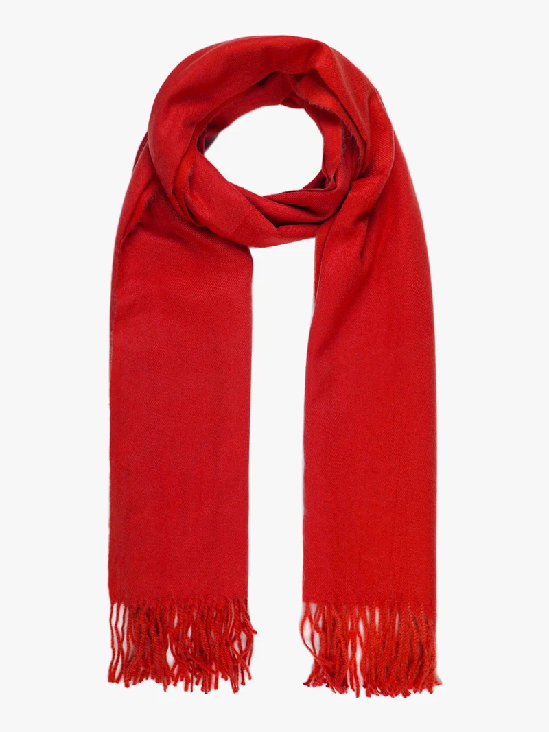 Sciarpa donna con frange misto lana - rosso