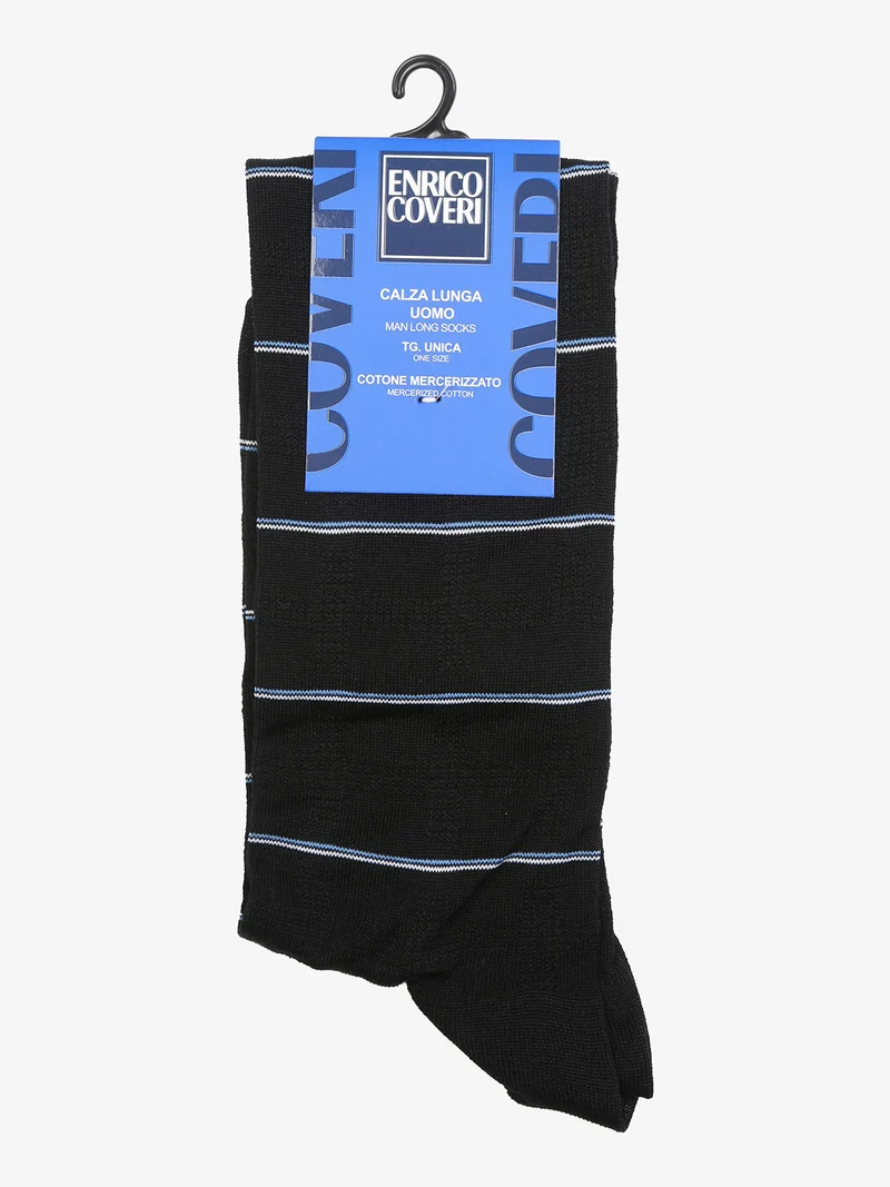 Calze lunghe da uomo in cotone mercerizzato - blu scuro