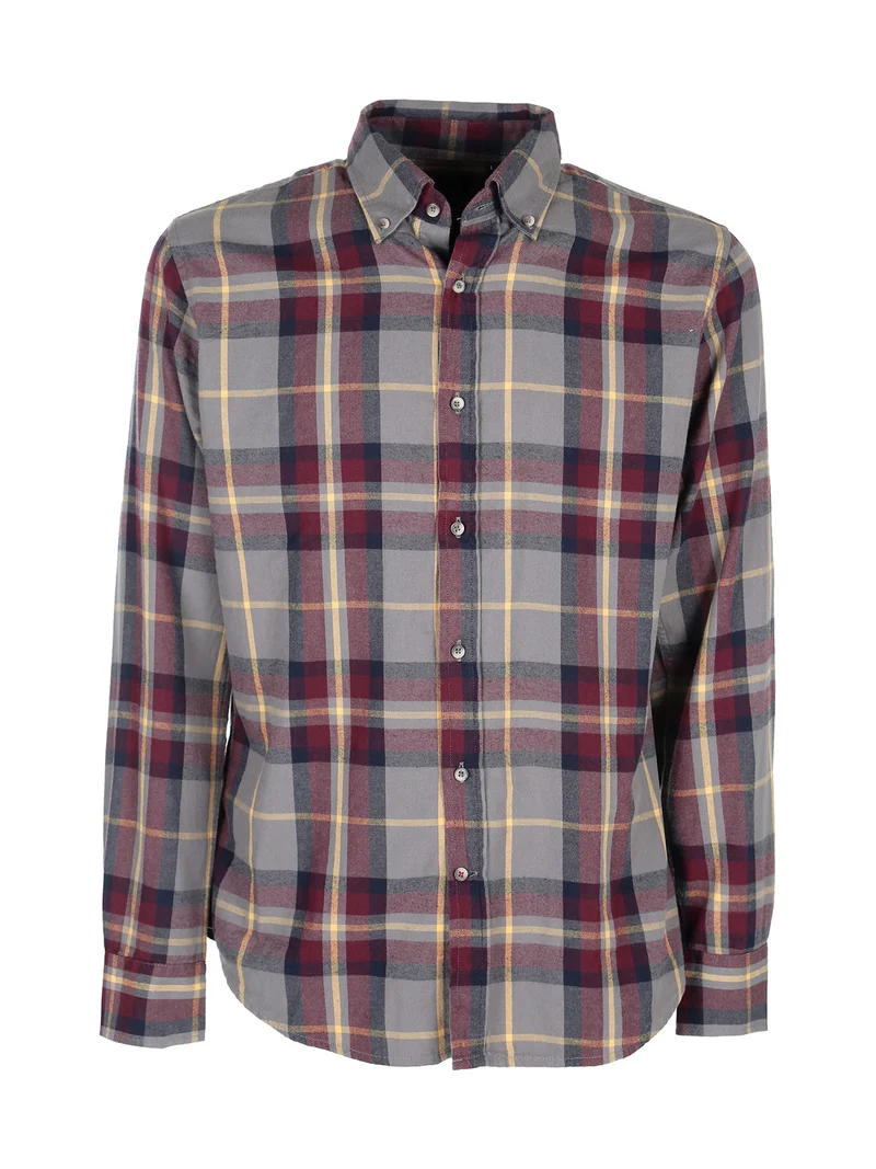 Camicia a quadri da uomo in cotone - bordeaux