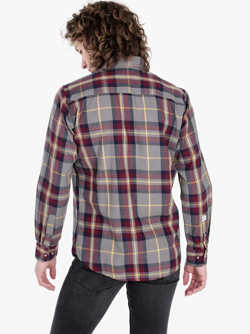 Camicia a quadri da uomo in cotone - bordeaux