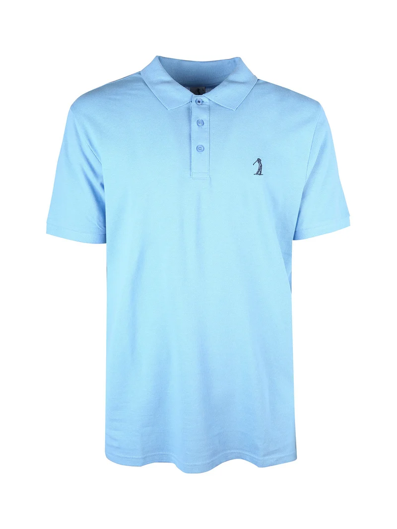 Polo da uomo in cotone a maniche corte - azzurro