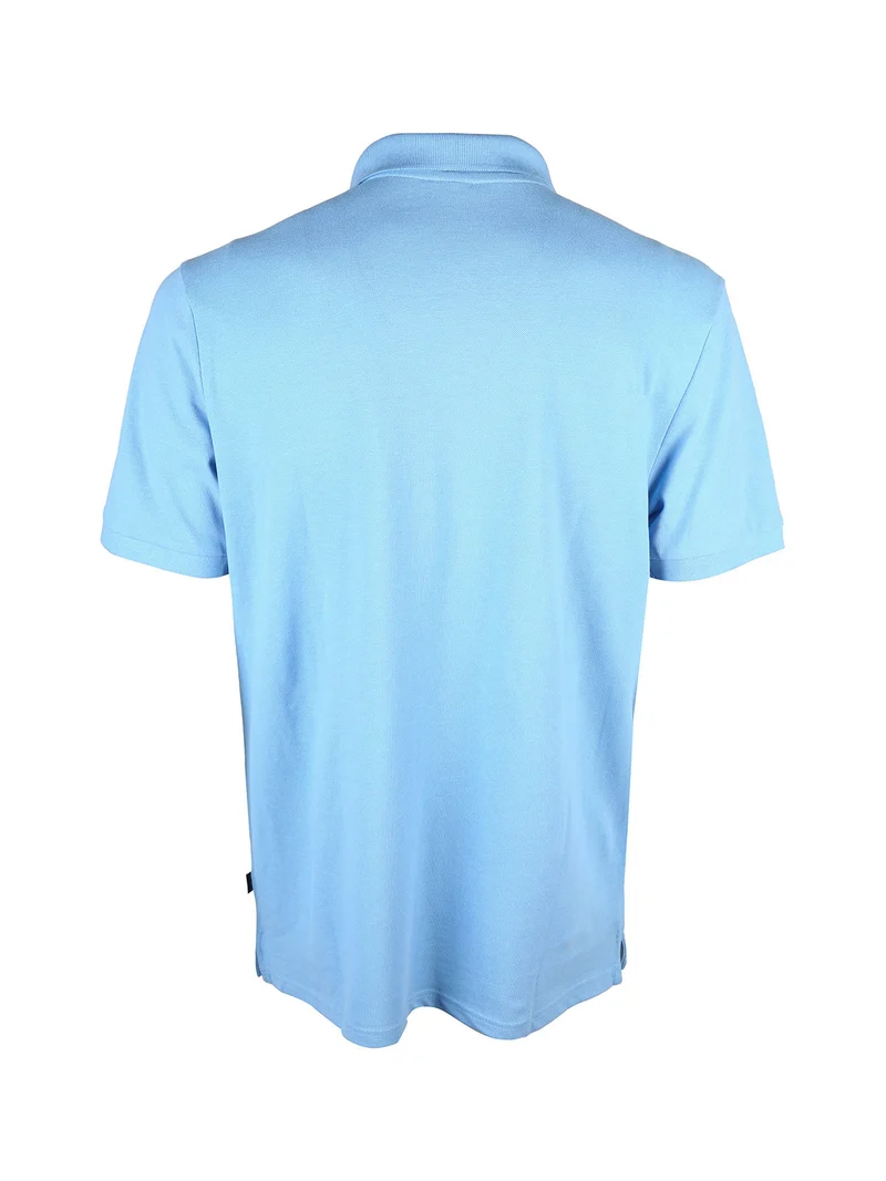 Polo da uomo in cotone a maniche corte - azzurro