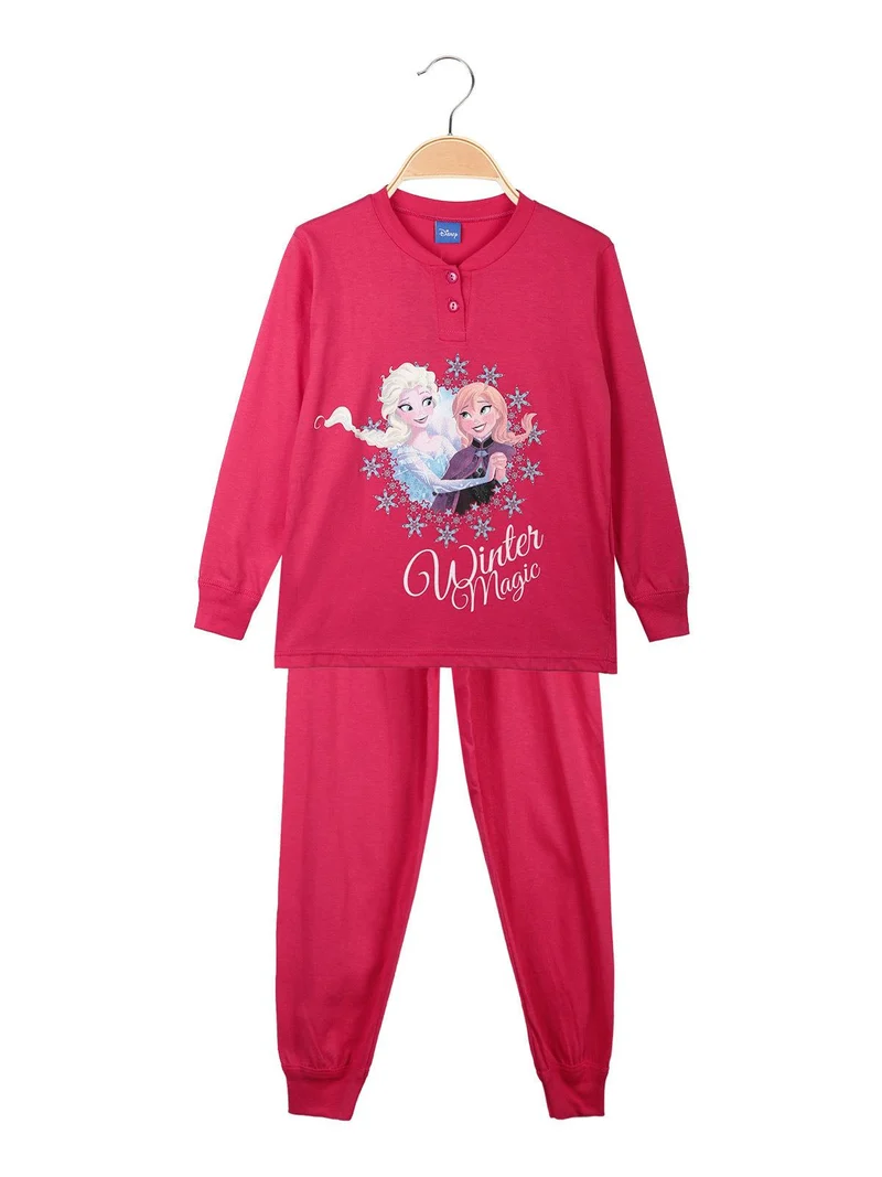 Pigiama lungo bambina Anna E Elsa - fucsia