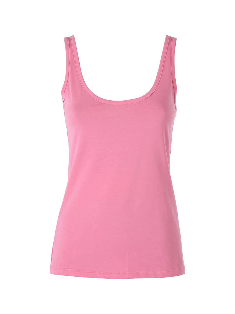 Top donna in cotone bielastico a spalla larga - fucsia