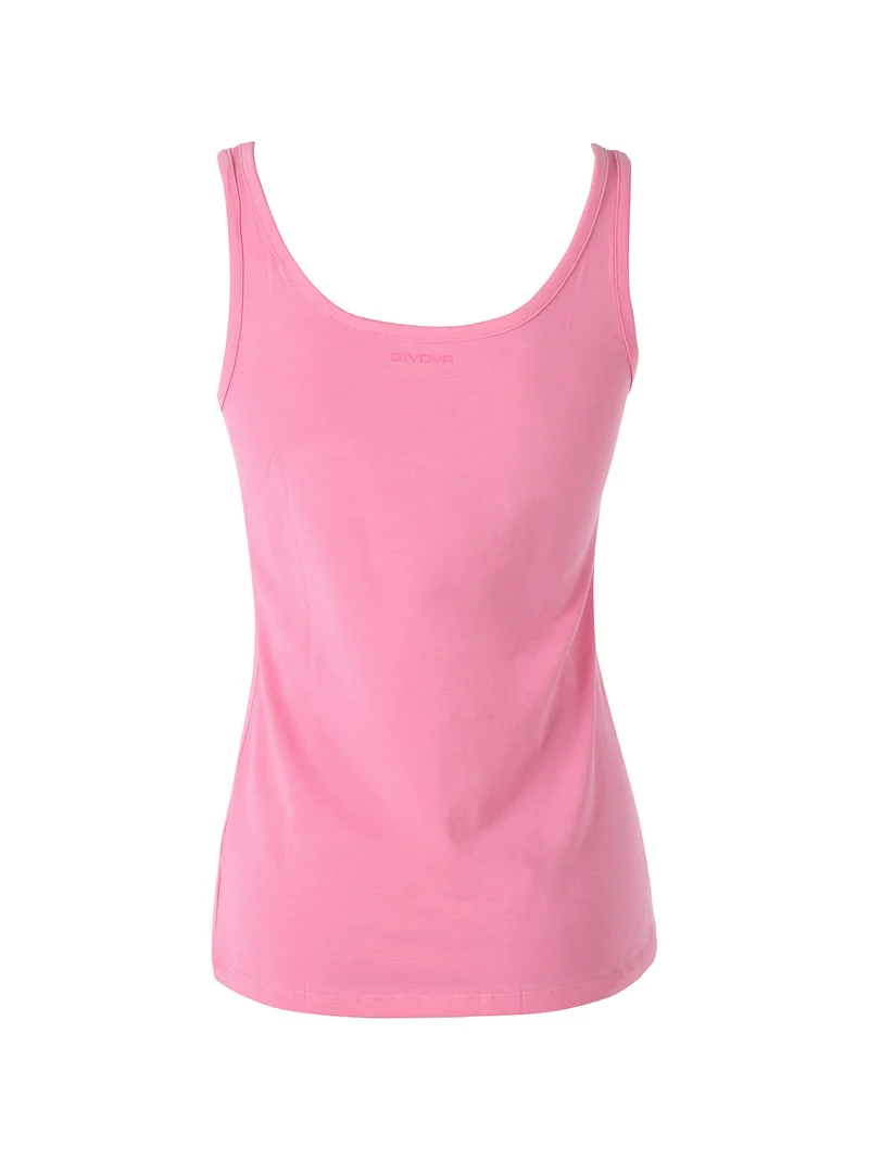 Top donna in cotone bielastico a spalla larga - fucsia