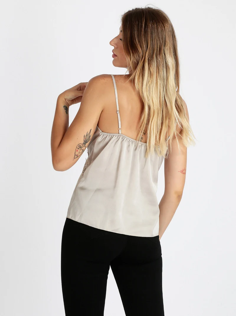 Top donna effetto raso - beige