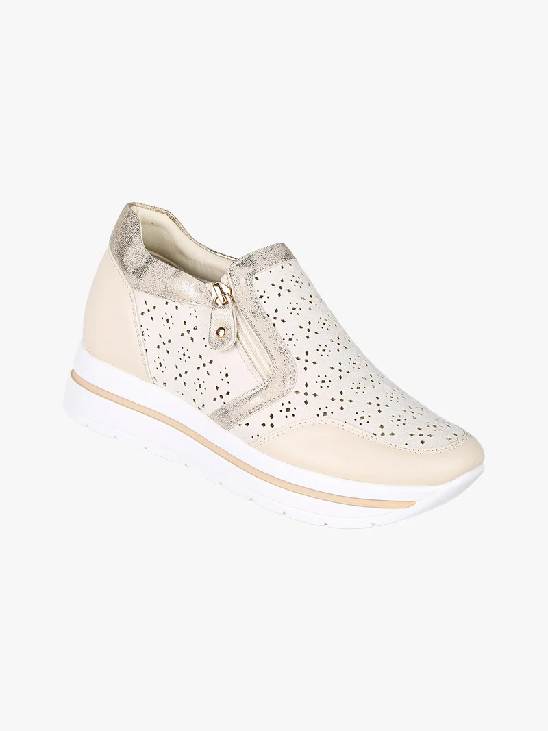 Sneakers donna slip on con platform - panna