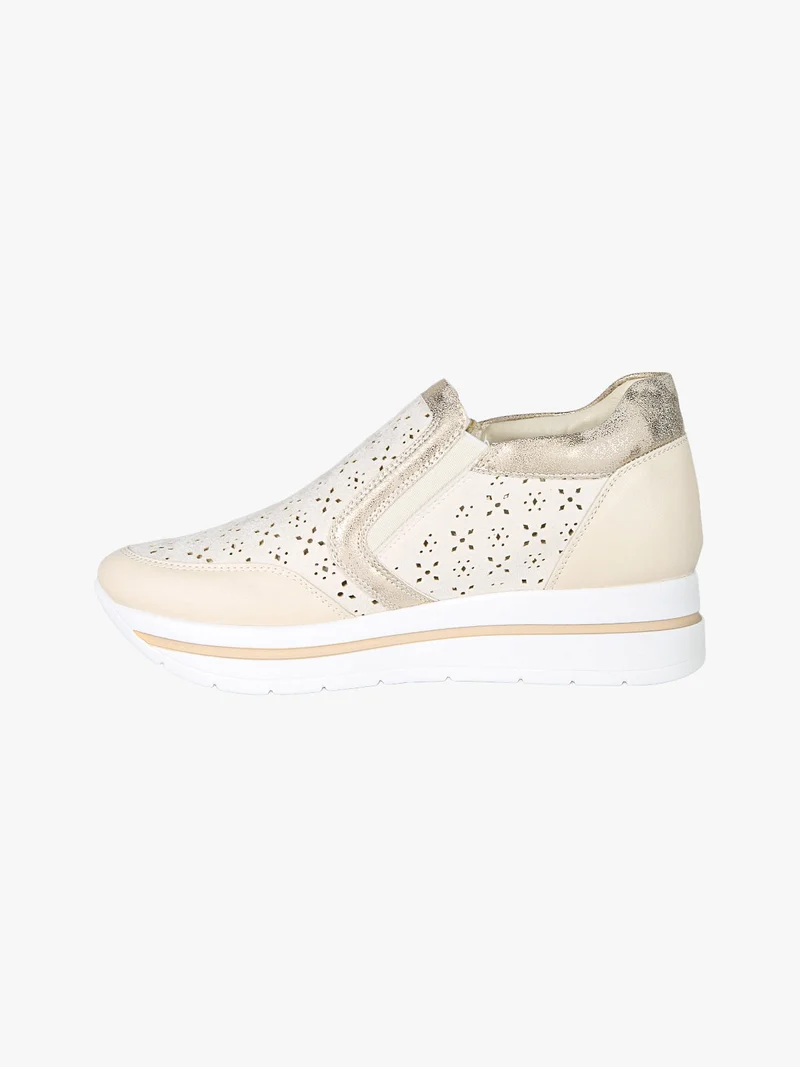 Sneakers donna slip on con platform - panna