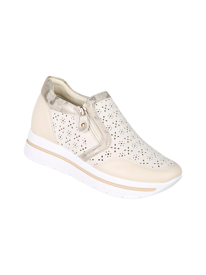 Sneakers donna slip on con platform - panna