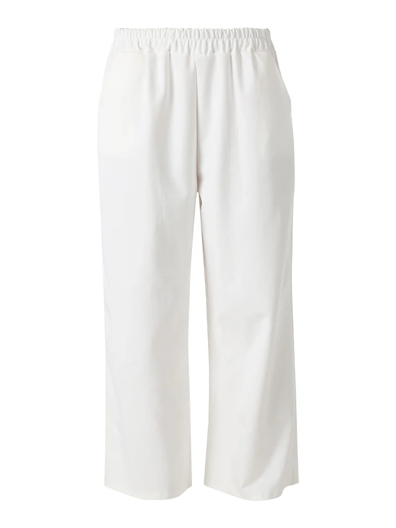 Pantaloni donna in felpa a gamba larga - bianco