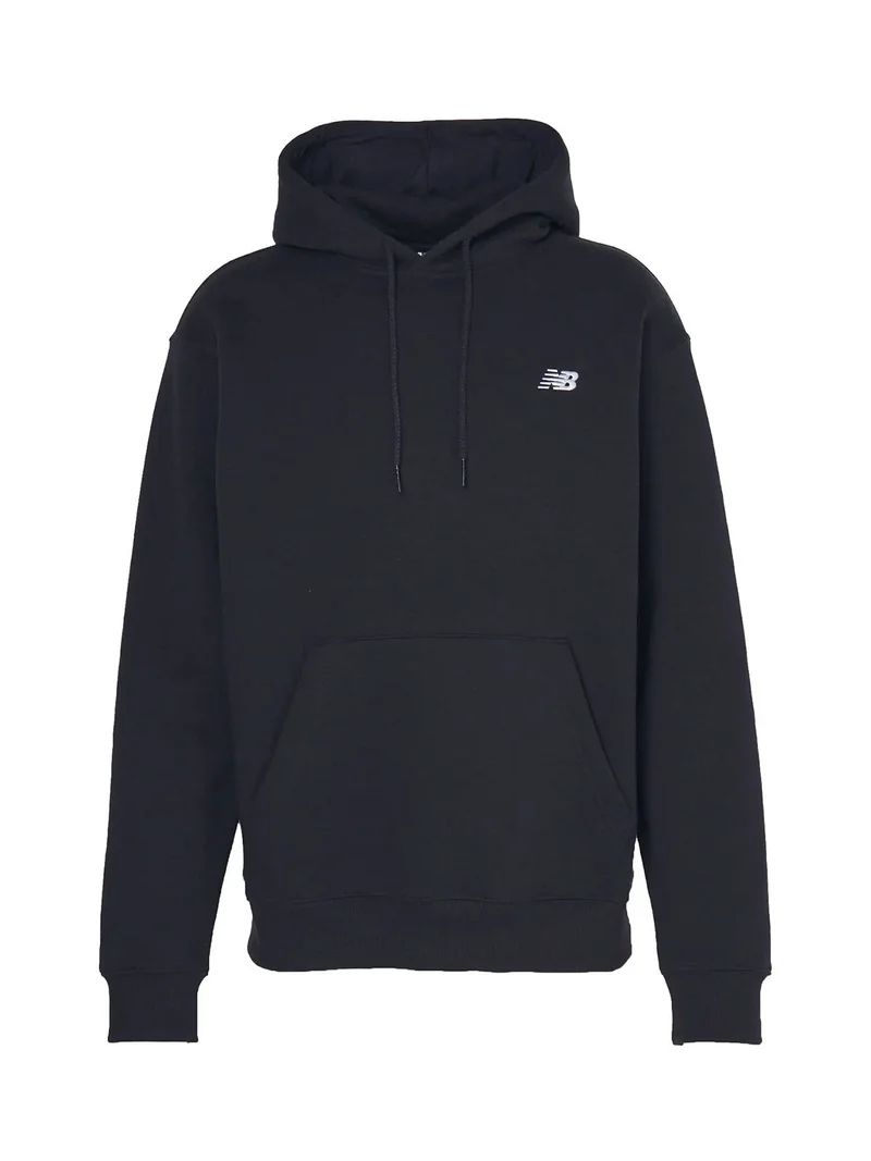 SMALL LOGO BRUSHED HOODIE Felpa uomo con cappuccio e interno in caldo cotone - nero