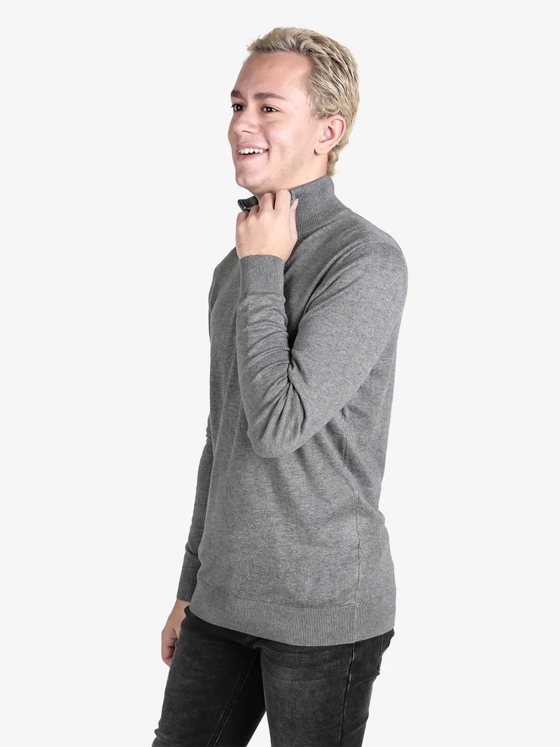 Pullover da uomo mezza zip in maglia - grigio