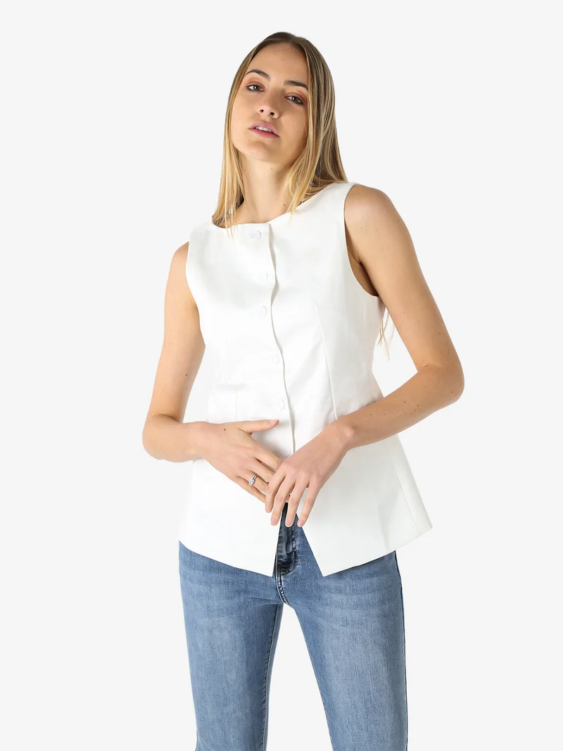 Gilet donna con bottoni - bianco
