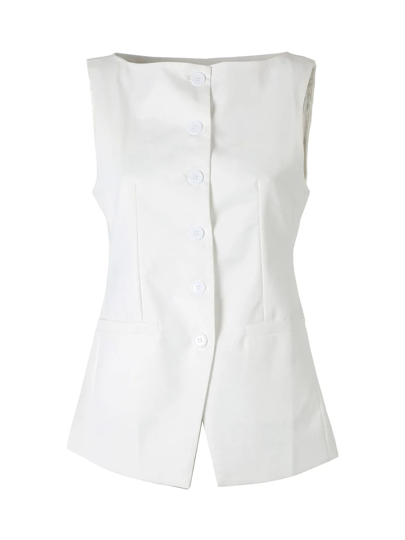 Gilet donna con bottoni - bianco